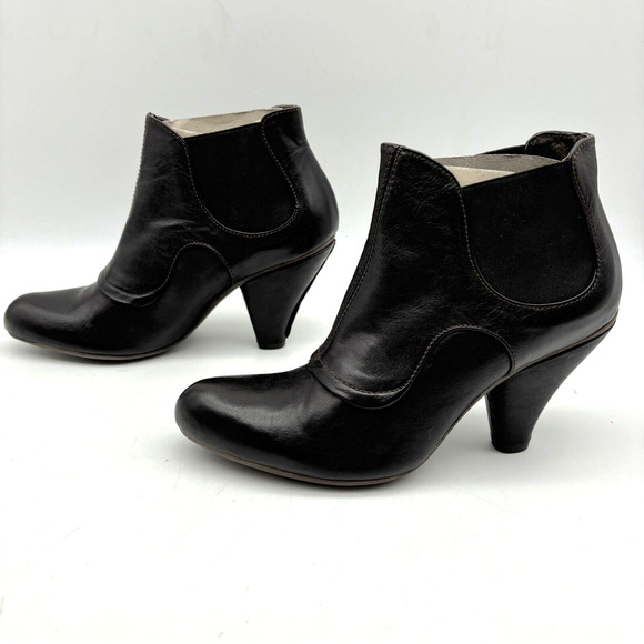 NEW Chocolate Negro Brown Genuine Leather Block Heel Chelsea Boot US8.5 EU39 - Picture 7 of 16